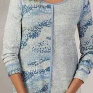 Soft Surroundings Piped Tunic Sweater Women's Small Blue Gray 043-C